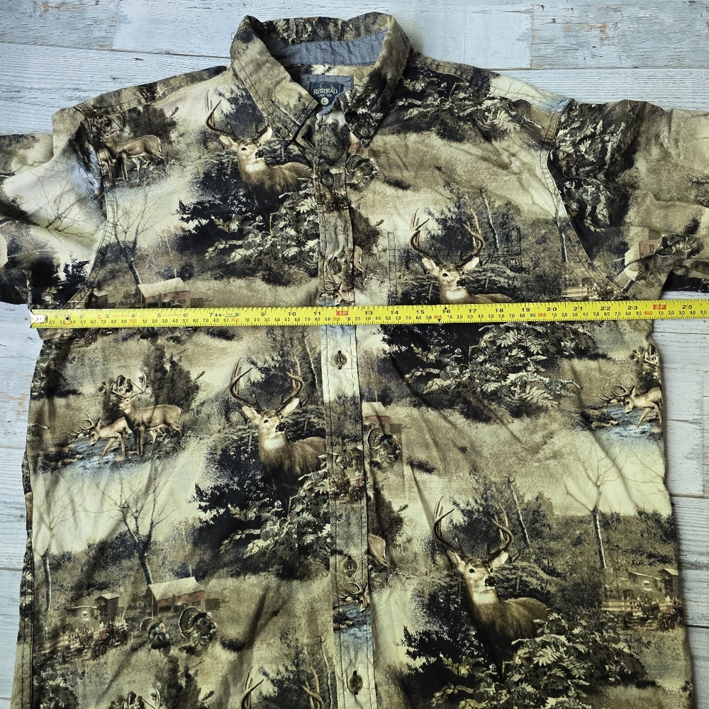 RedHead Deer Wildlife Hunting Camo Cotton Button Down Shirt Large - Picture 12 of 13